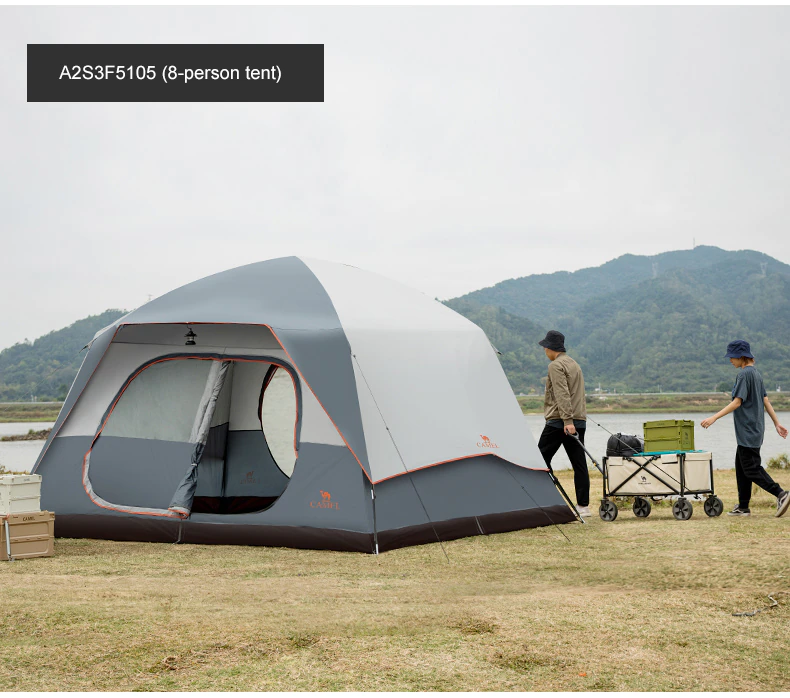 Cheap Goat Tents Golden Camel Outdoor 6 People Camping Tent Quick build Glass Pole Waterproof Sunshade Rainproof Family Tents Camping Suppies   